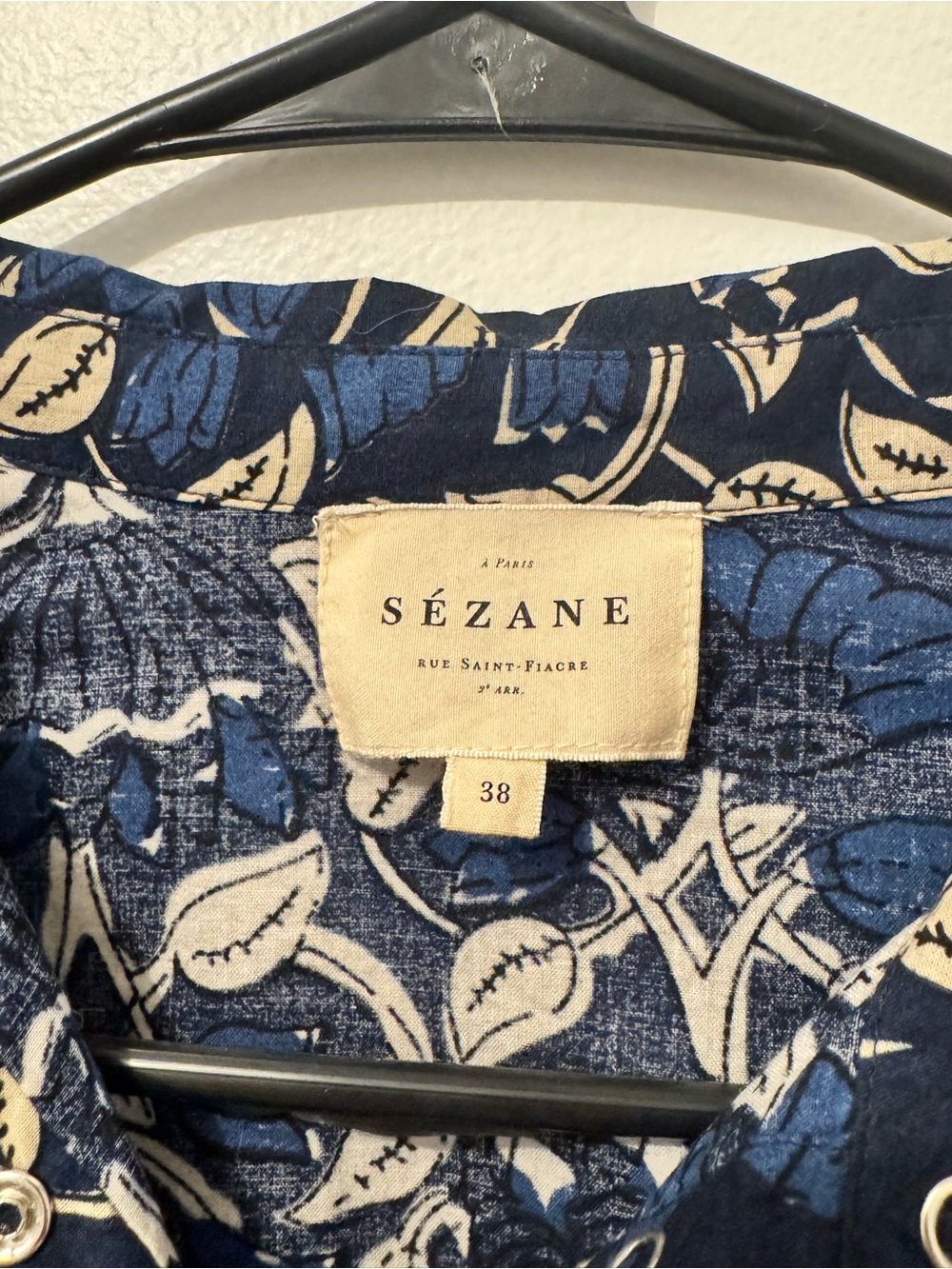 Sezane Pierro Shirt Imprimé Santorini - Size 38 - Picture 3 of 3